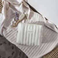 trousse de toilette matelassé gaze de coton écru uni