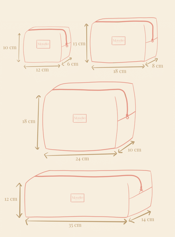 trousses de toilette personnalisable tailles