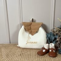 sac à dos enfant personnalisé rabat feuille camel