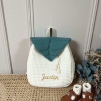 sac à dos enfant personnalisé rabat feuille eucalyptus