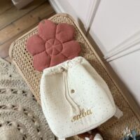 sac à dos enfant personnalisé rabat fleur marsala