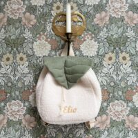sac à dos enfant personnalisé teddy bouclette et rabat feuille
