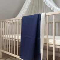 couverture bébé gaze de coton bleu nuit