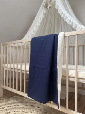 couverture bébé gaze de coton bleu nuit