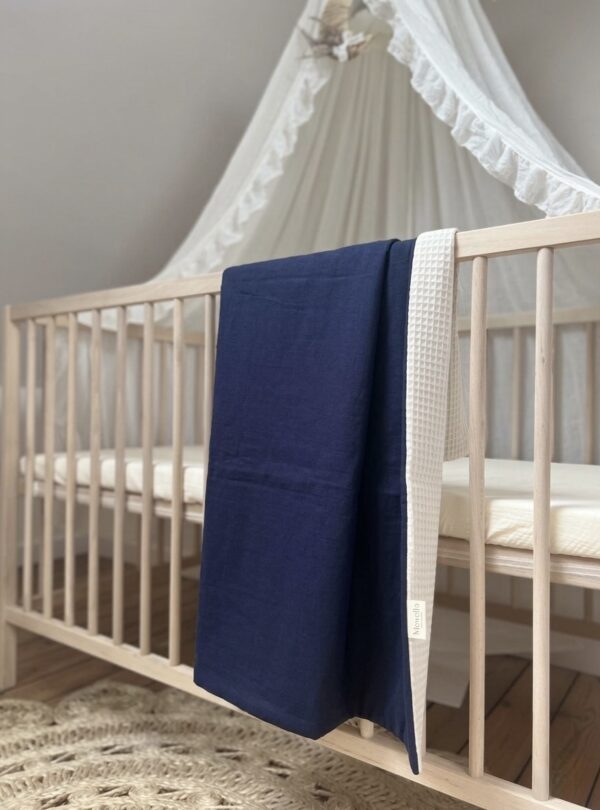 couverture bébé gaze de coton bleu nuit