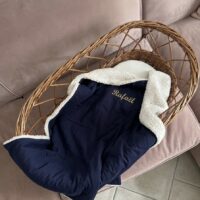 couverture bébé gaze de coton bleu nuit personnalisé