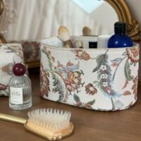 panière de rangement jacquard fleuri personnalisé broderie