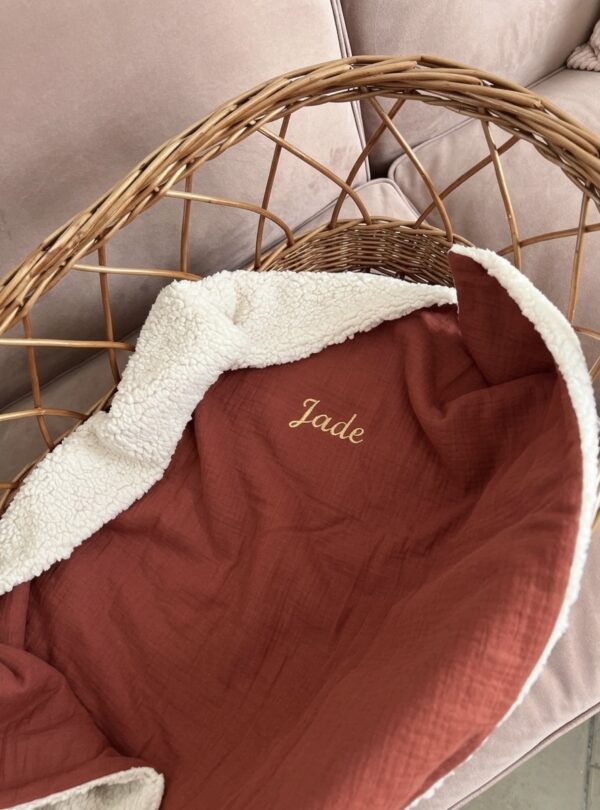 couverture bébé gaze de coton tomette personnalisé