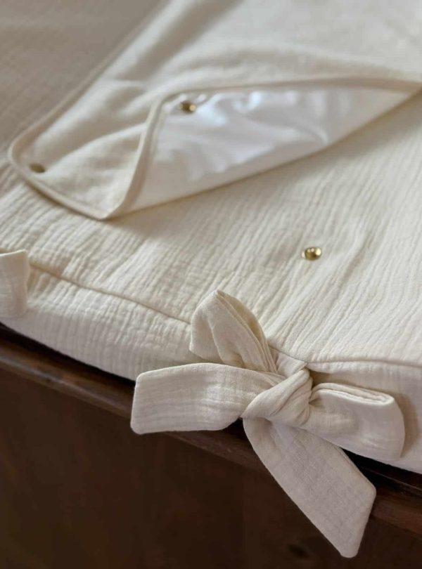 housse de matelas à langer gaze de coton écru