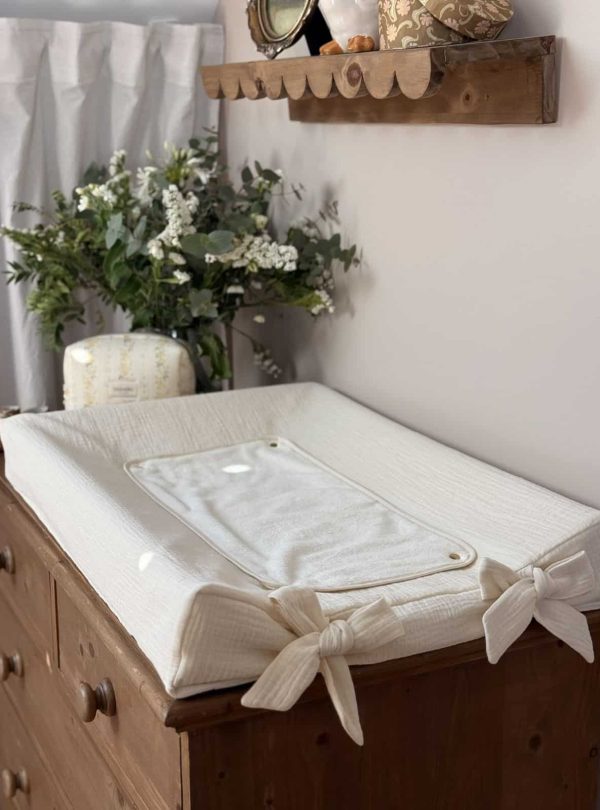 housse de matelas à langer gaze de coton écru
