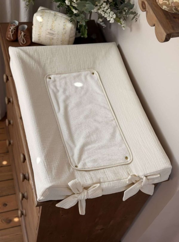 housse de matelas à langer gaze de coton écru