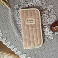 protège livret de famille beige rosé