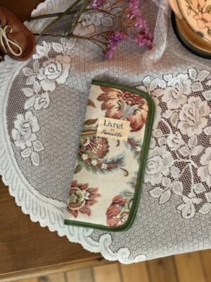 protège livret de famille jacquard fleuri