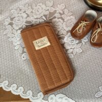 protège livret de famille matelassé caramel