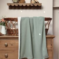 couverture bébé gaze de coton kaki uni