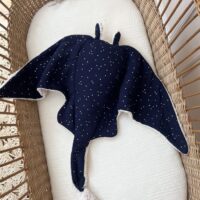 grande peluche raie manta gaze de coton et sherpa