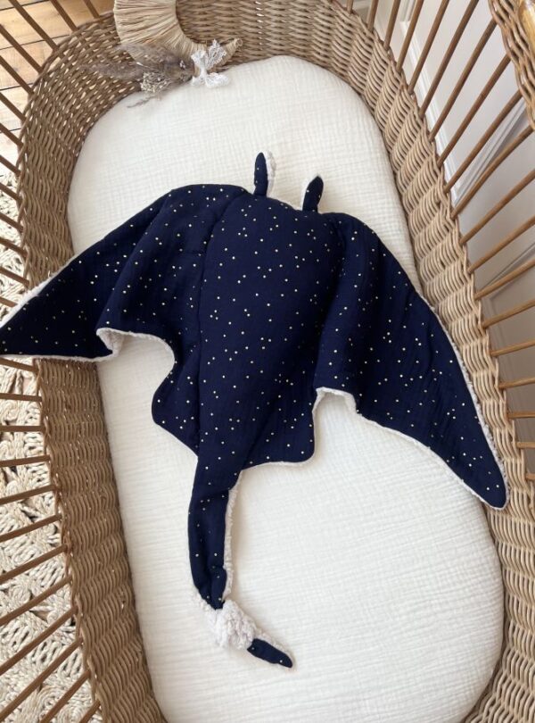 grande peluche raie manta gaze de coton et sherpa