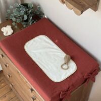 housse pour metelas à langer en gaze de coton tomette