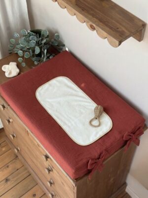 housse pour metelas à langer en gaze de coton tomette