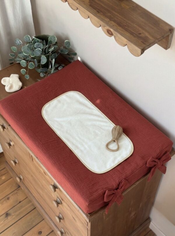 housse pour metelas à langer en gaze de coton tomette