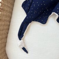 peluche raie manta gaze de coton bleu nuit