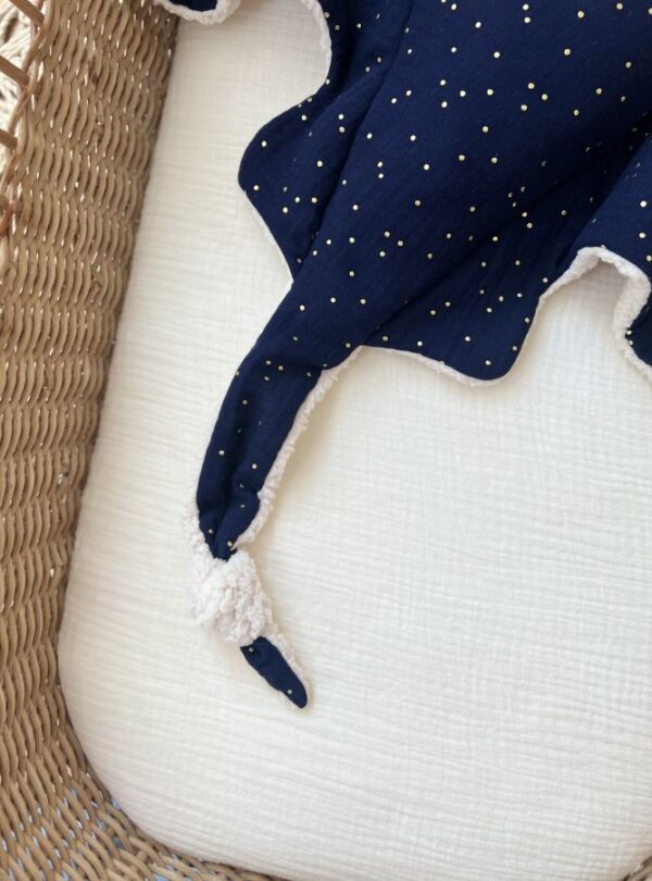 peluche raie manta gaze de coton bleu nuit