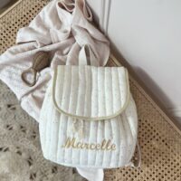 sac à dos enfant personnalisé matelassé gaze de coton écru