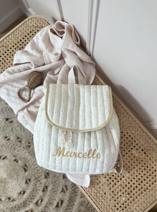 sac à dos enfant personnalisé matelassé gaze de coton écru