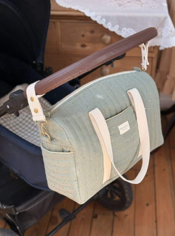 sac à langer matelassé gaze de coton kaki