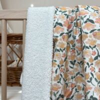 couverture bébé coton et teddy bouclette prairie écru