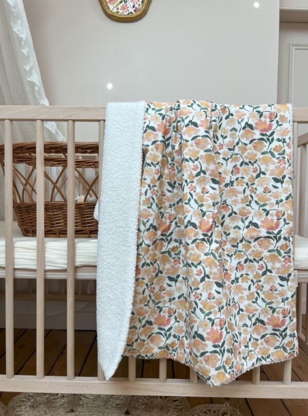 couverture bébé prairie écru