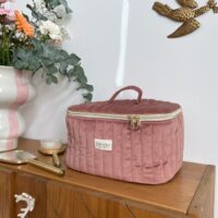 grand vanity matelassé velours rose