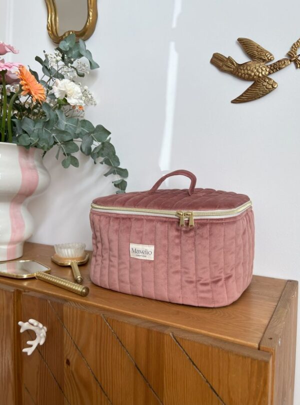 grand vanity matelassé velours rose