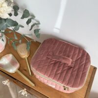 grand vanity matelassé velours rose