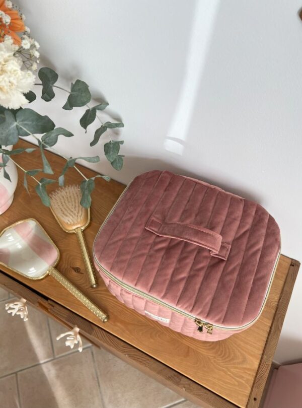 grand vanity matelassé velours rose