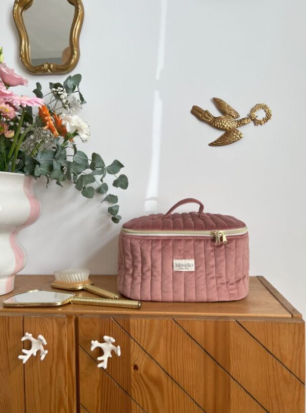 grand vanity matelassé velours rose