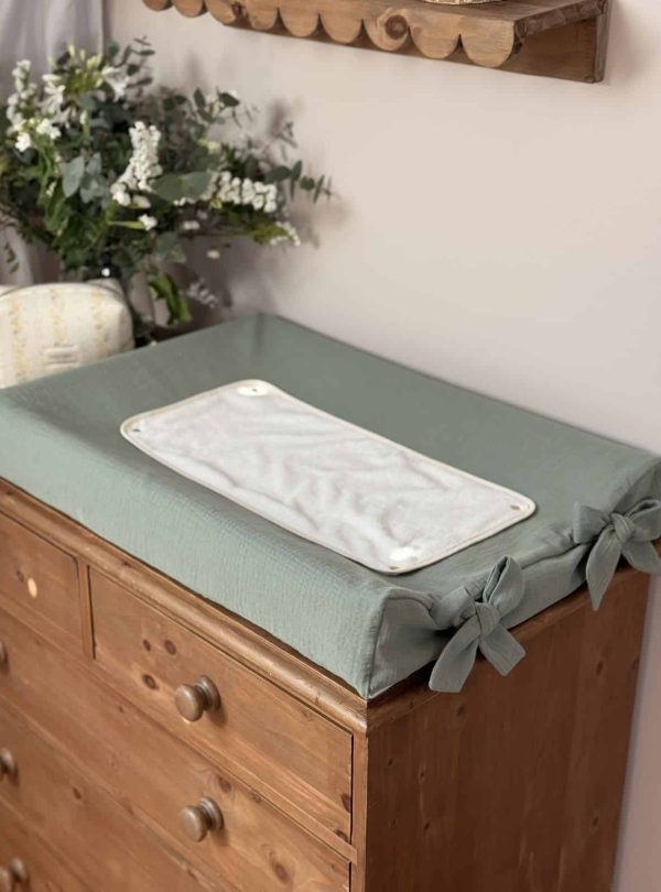 housse de matelas à langer gaze de coton kaki