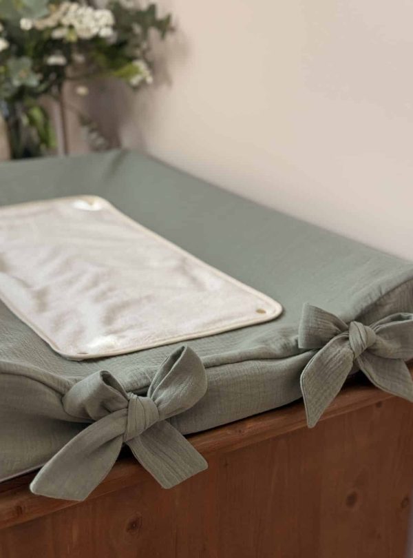 housse de matelas à langer gaze de coton kaki