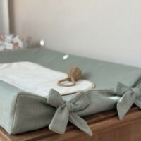 housse de matelas à langer gaze de coton kaki