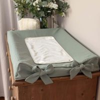 housse de matelas à langer gaze de coton kaki