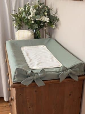 housse de matelas à langer gaze de coton kaki