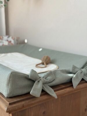 housse de matelas à langer gaze de coton kaki