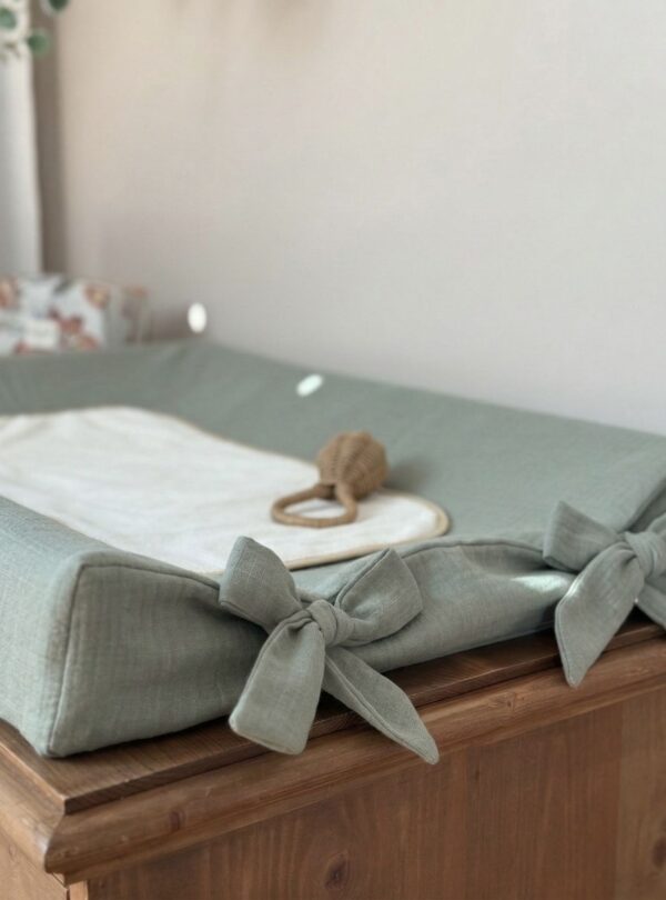 housse de matelas à langer gaze de coton kaki