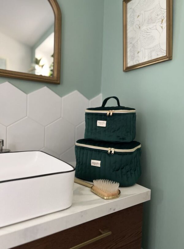 petit et grand vanity matelassé velours vert
