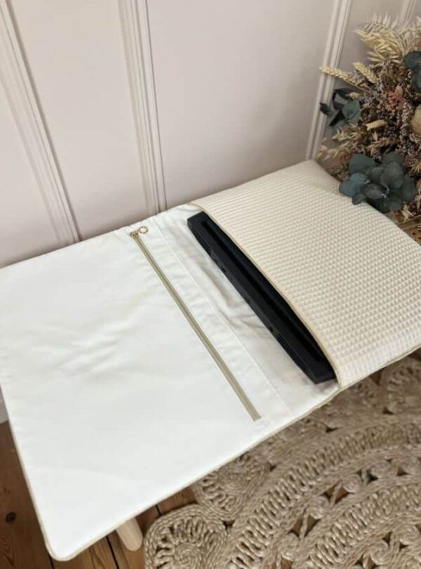 pochette pour macbook ordinateur nid abeille écru