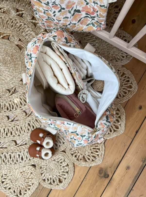 sac à langer matelassé prairie écru intérieur range