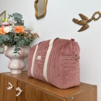 sac à langer matelassé velours rose