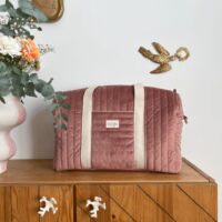 sac à langer matelassé velours rose