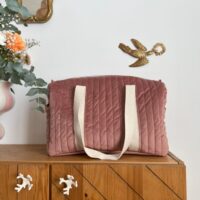 sac à langer matelassé velours rose