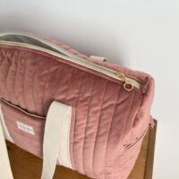 sac à langer matelassé velours rose